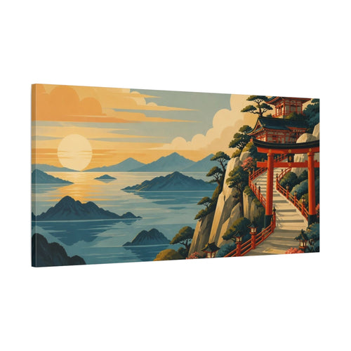 Main Mockup. Japanese Torii Cliff Path shown as canvas print
