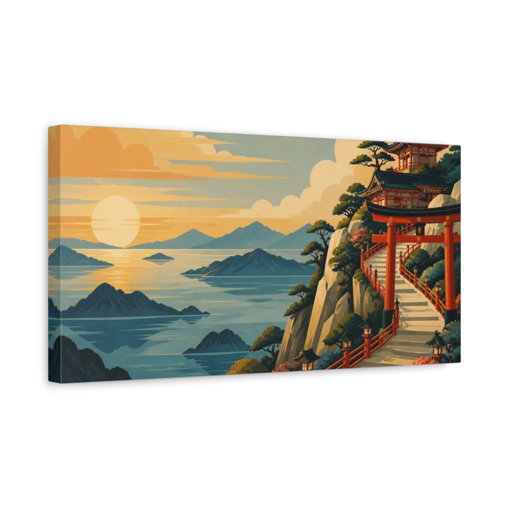 Side Mockup 3. Japanese Torii Cliff Path shown as canvas print
