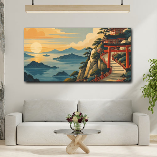 Mockup 2. Japanese Torii Cliff Path shown as canvas print