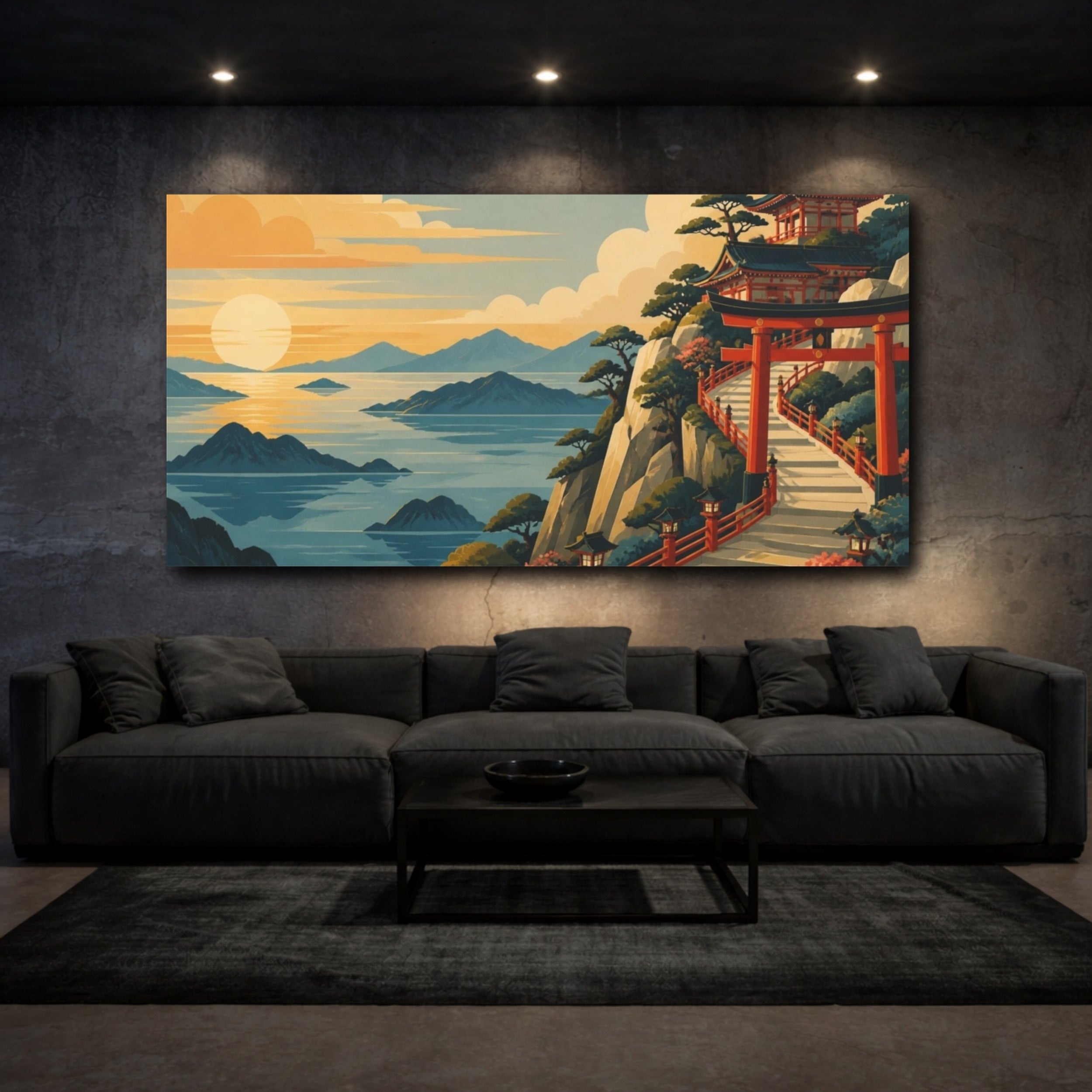 Mockup 3. Japanese Torii Cliff Path shown as canvas print