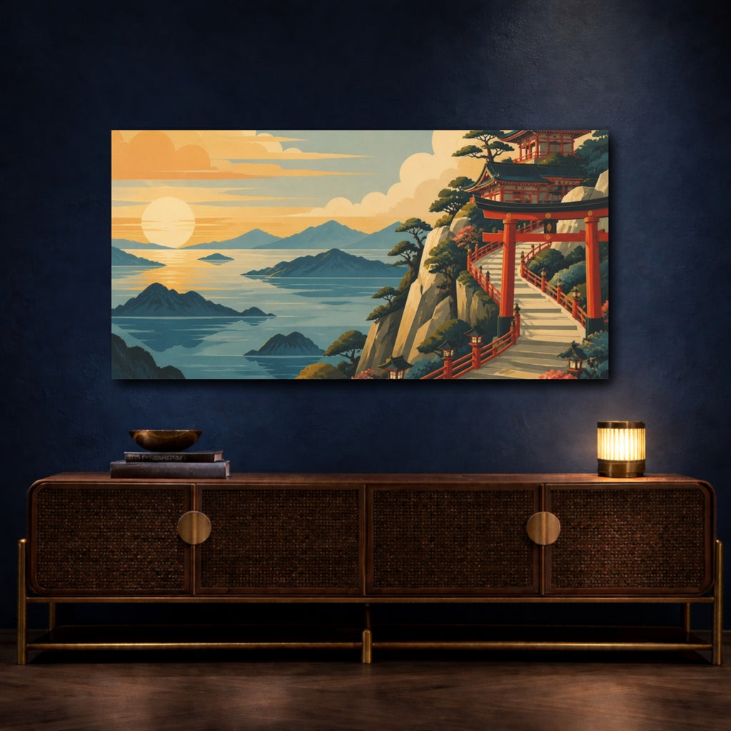 Mockup 4. Japanese Torii Cliff Path shown as canvas print
