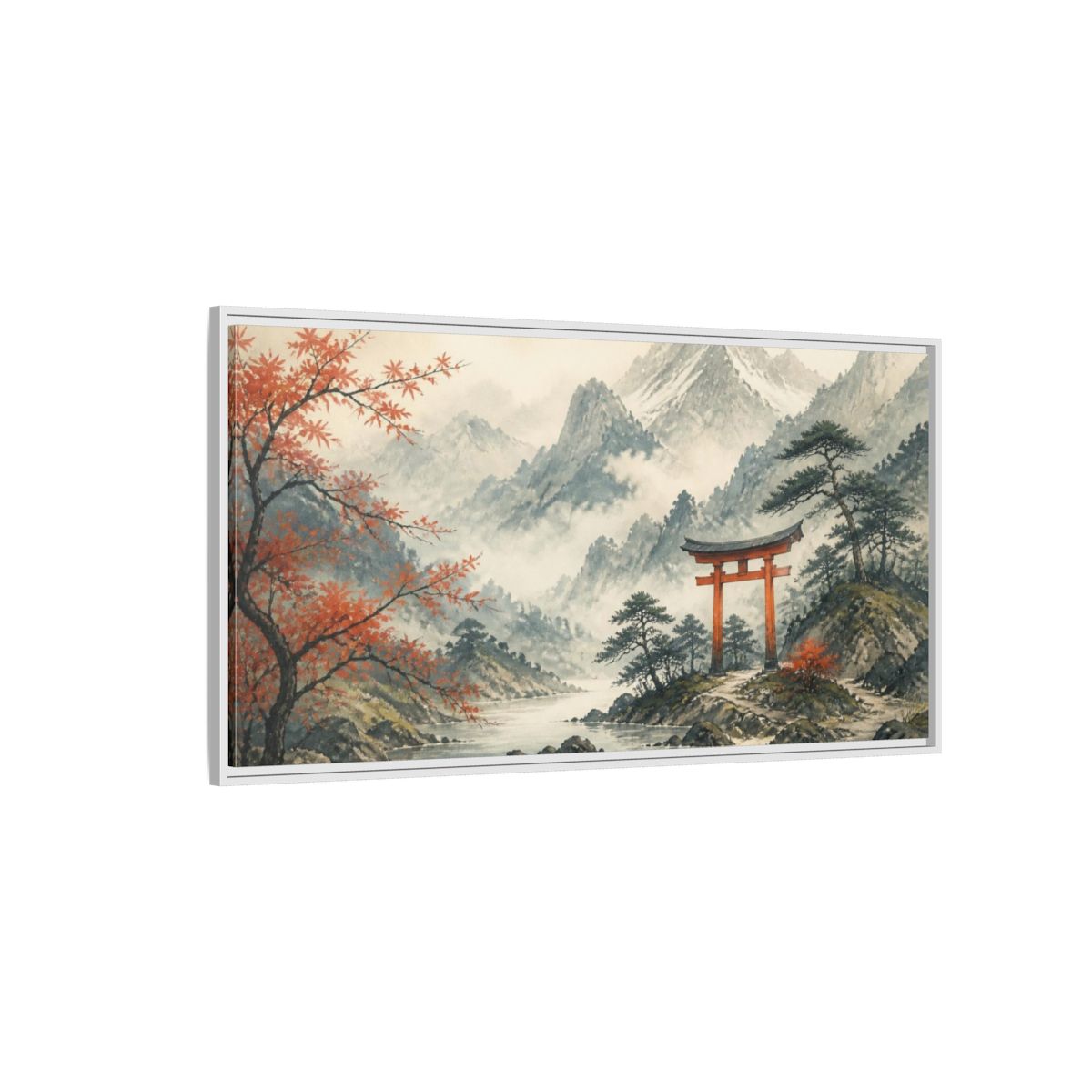 Side Mockup 3. Japanese Torii Gate shown as framed canvas print