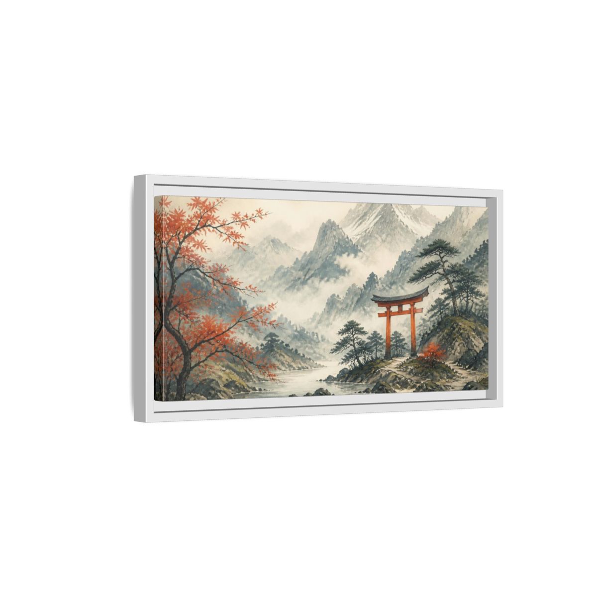 Side Mockup 6. Japanese Torii Gate shown as framed canvas print