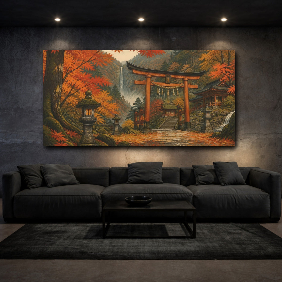 Mockup 3. Japanese Torii In Autumn shown as canvas print