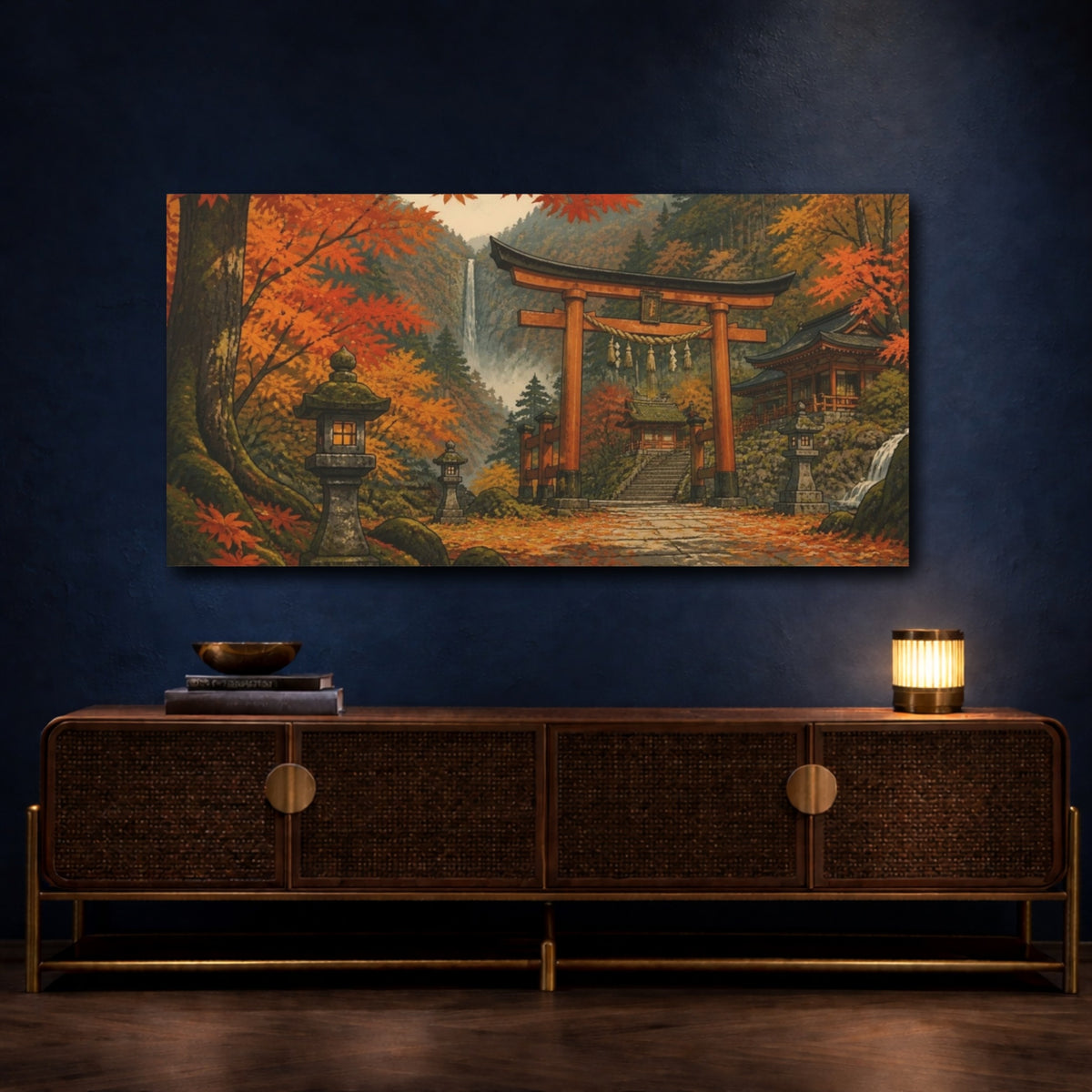 Mockup 4. Japanese Torii In Autumn shown as canvas print