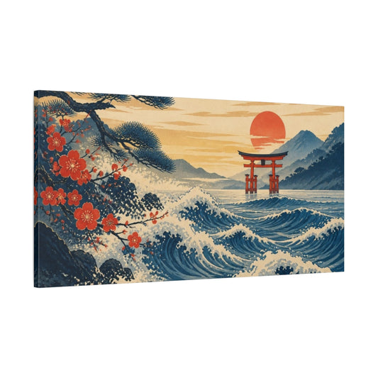 Main Mockup. Japanese Torii Seascape shown as canvas print
