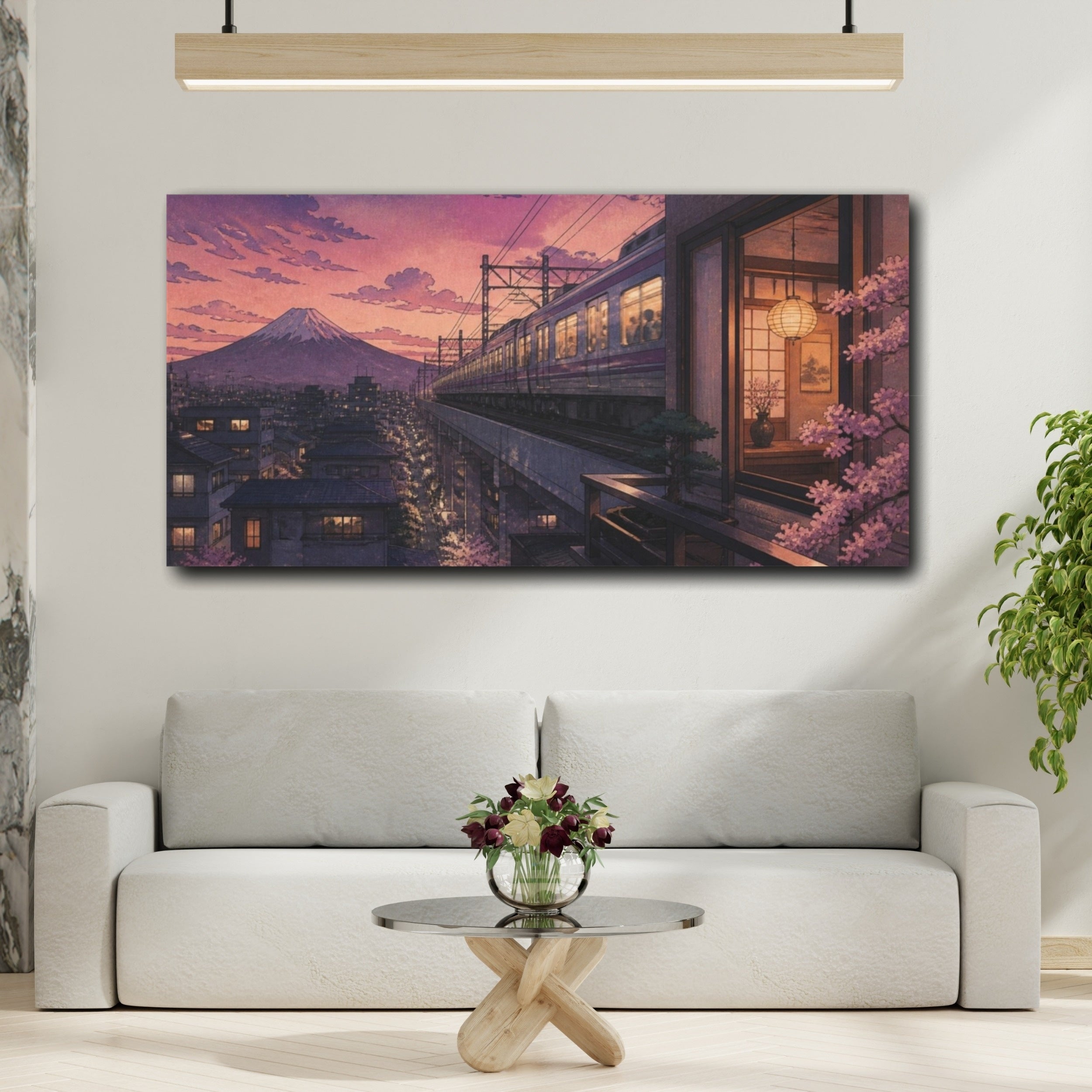 Mockup 2. Japanese Twilight Commuter Train shown as canvas print