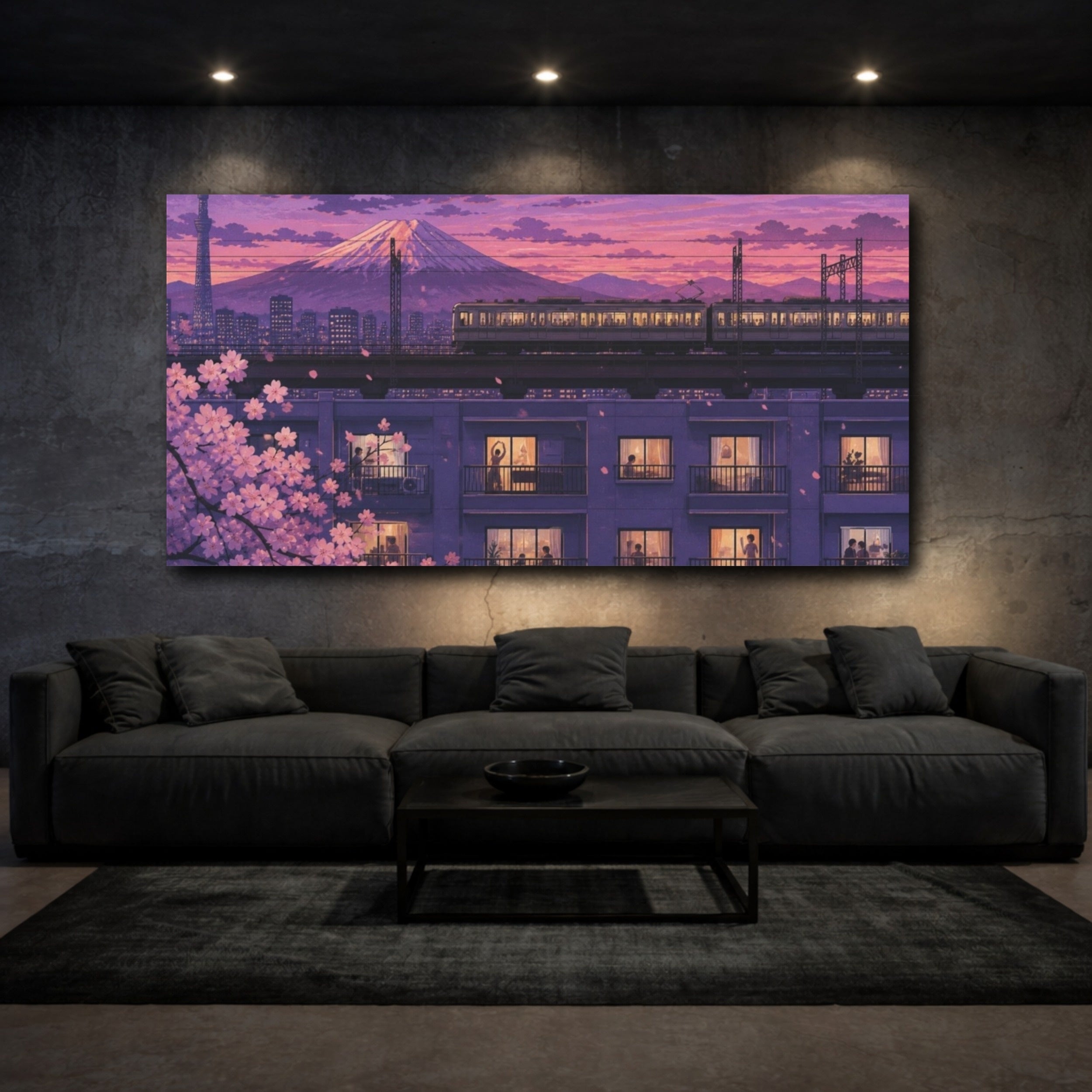 Mockup 3. Japanese Twilight Train shown as canvas print