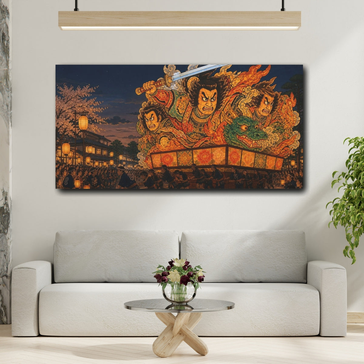 Mockup 2. Japanese Warrior Float shown as canvas print