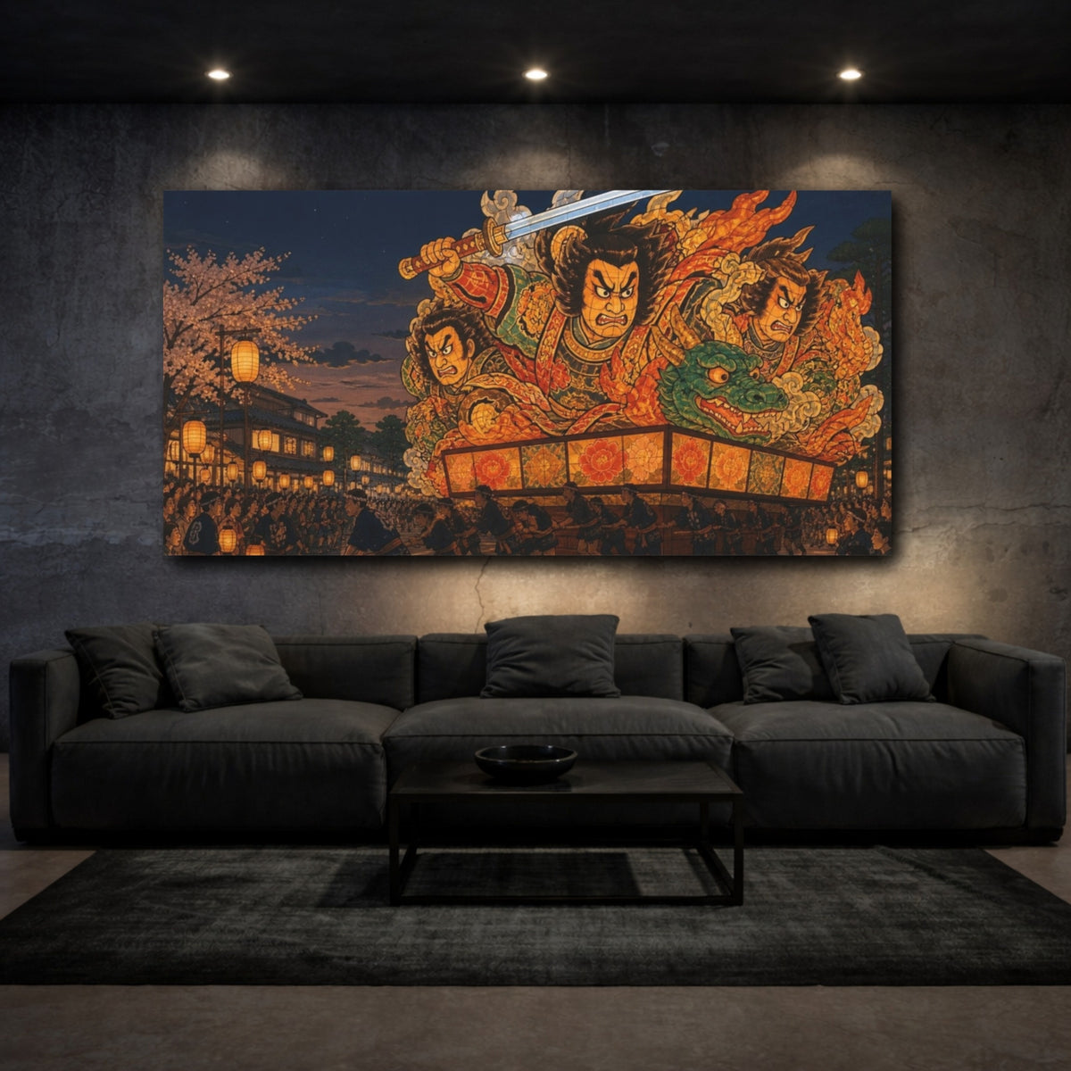 Mockup 3. Japanese Warrior Float shown as canvas print
