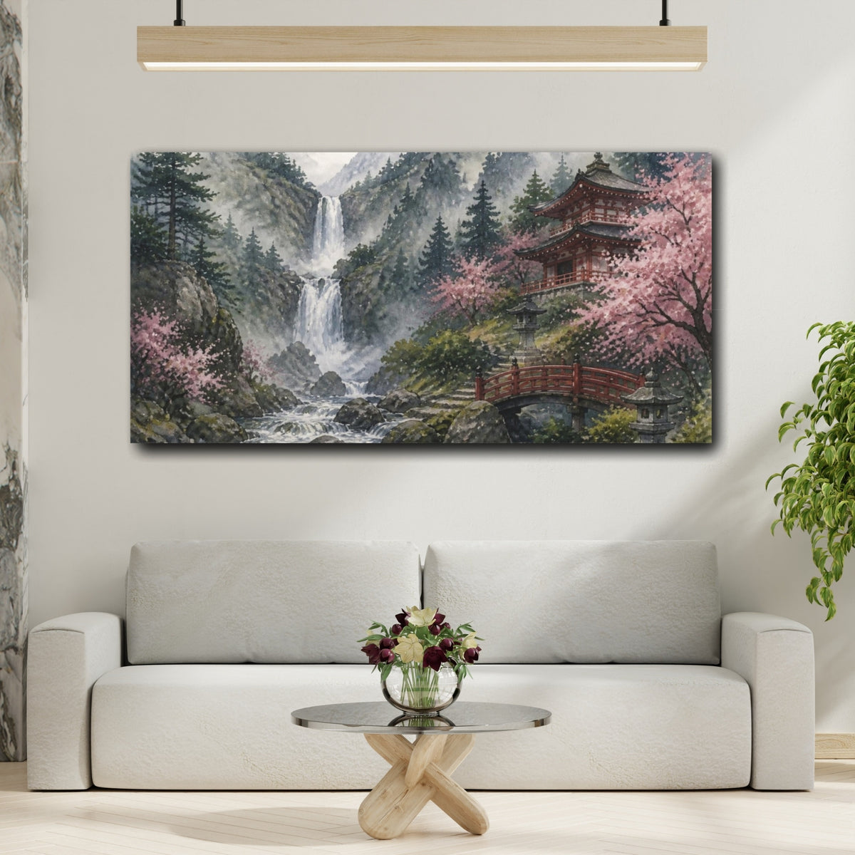 Mockup 2. Japanese Waterfall Pagoda shown as canvas print