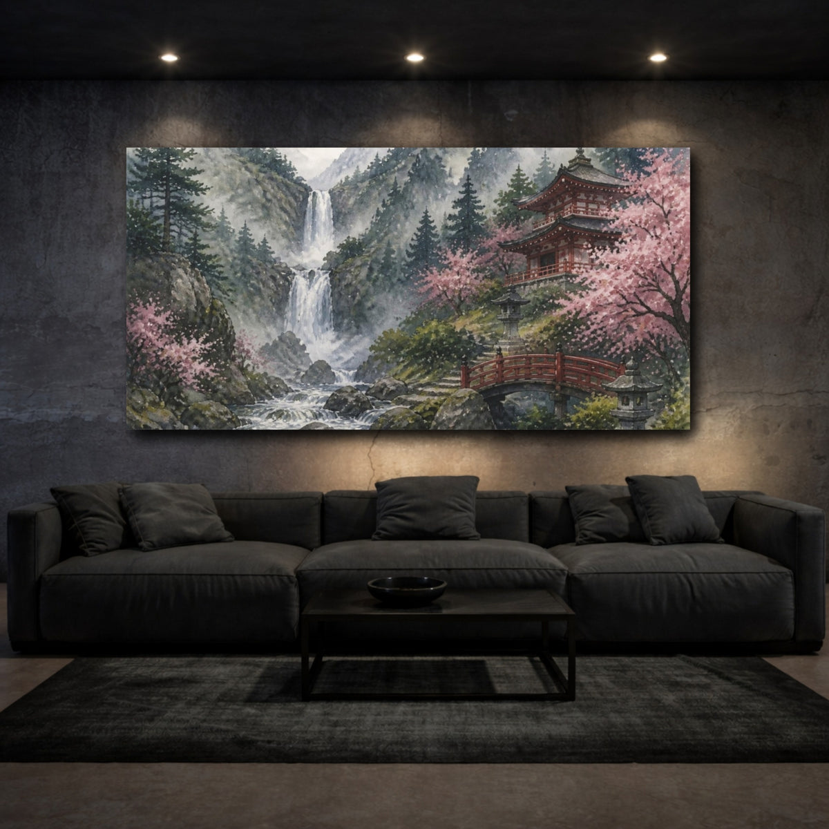 Mockup 3. Japanese Waterfall Pagoda shown as canvas print
