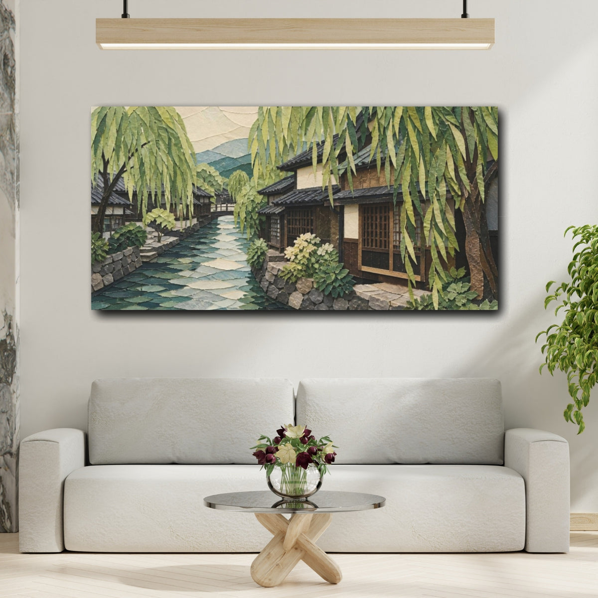 Mockup 2. Japanese Willow Canal shown as canvas print