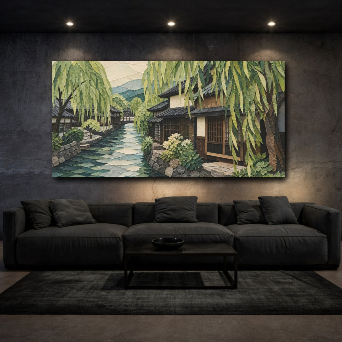 Mockup 3. Japanese Willow Canal shown as canvas print