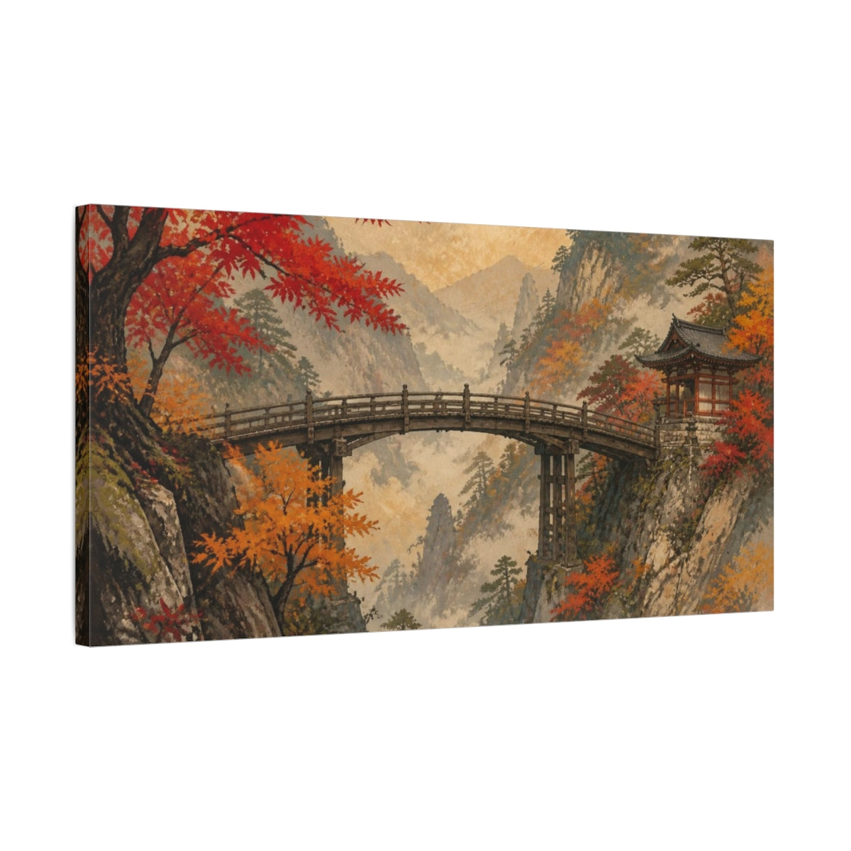 Side Mockup 1. Japanese Wooden Bridge shown as canvas print