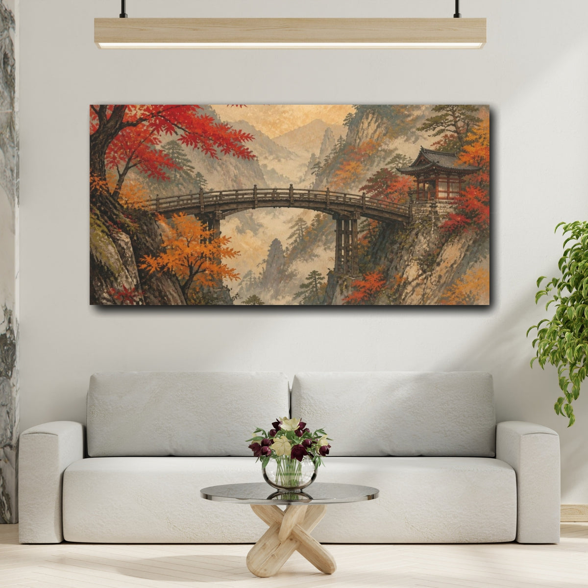 Mockup 2. Japanese Wooden Bridge shown as canvas print