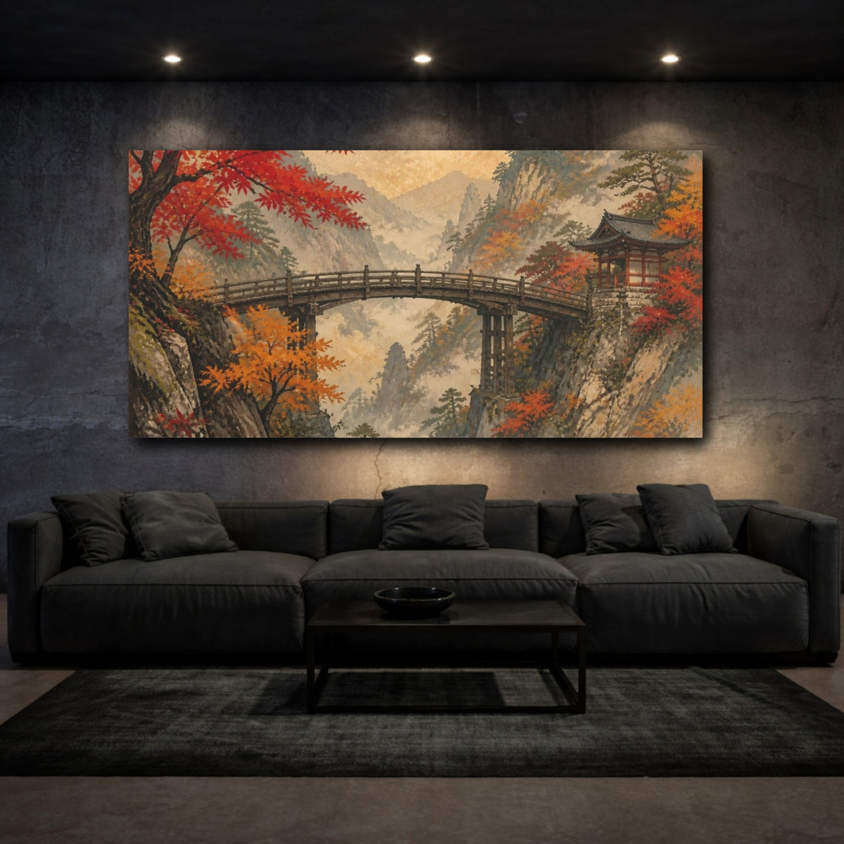 Mockup 3. Japanese Wooden Bridge shown as canvas print