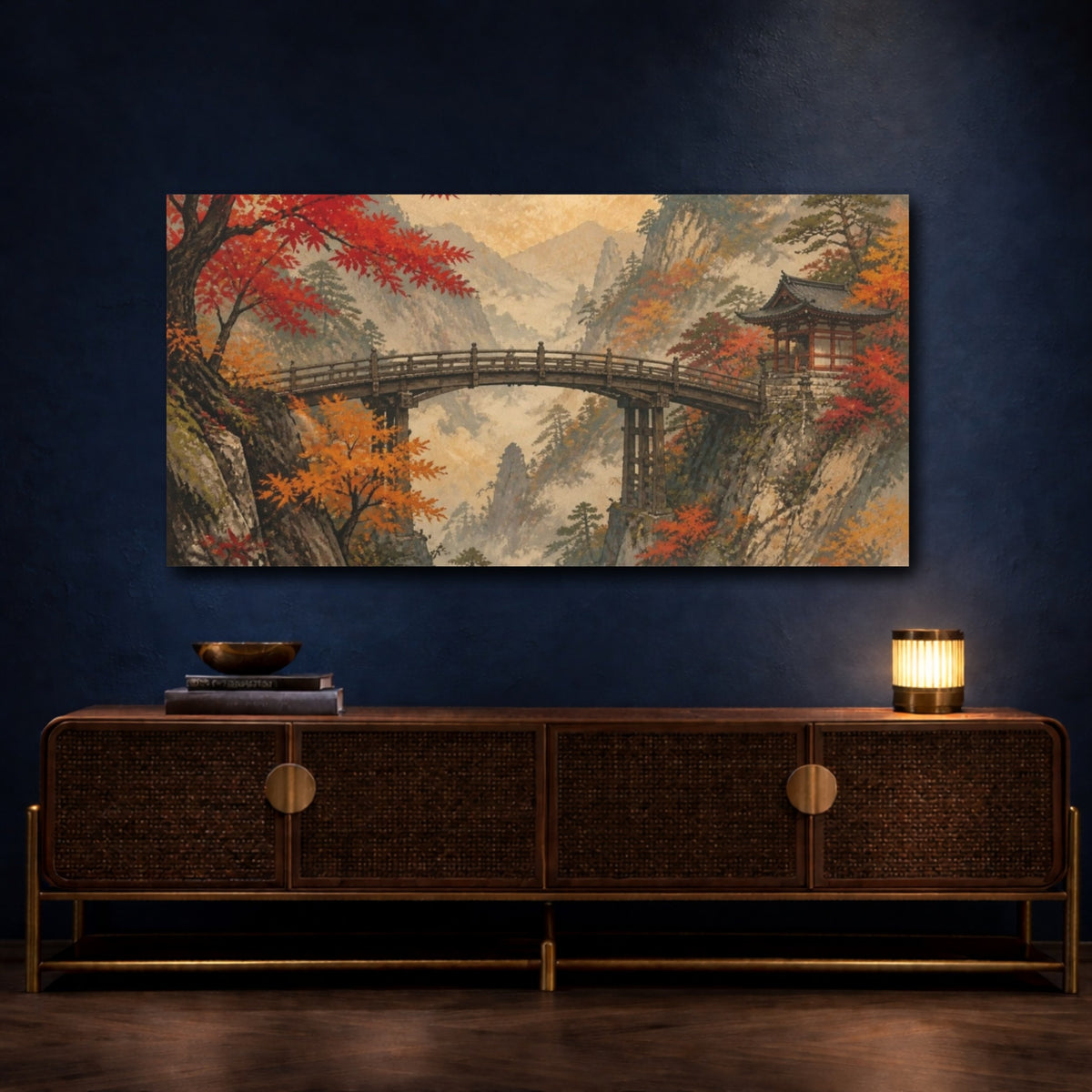 Mockup 4. Japanese Wooden Bridge shown as canvas print