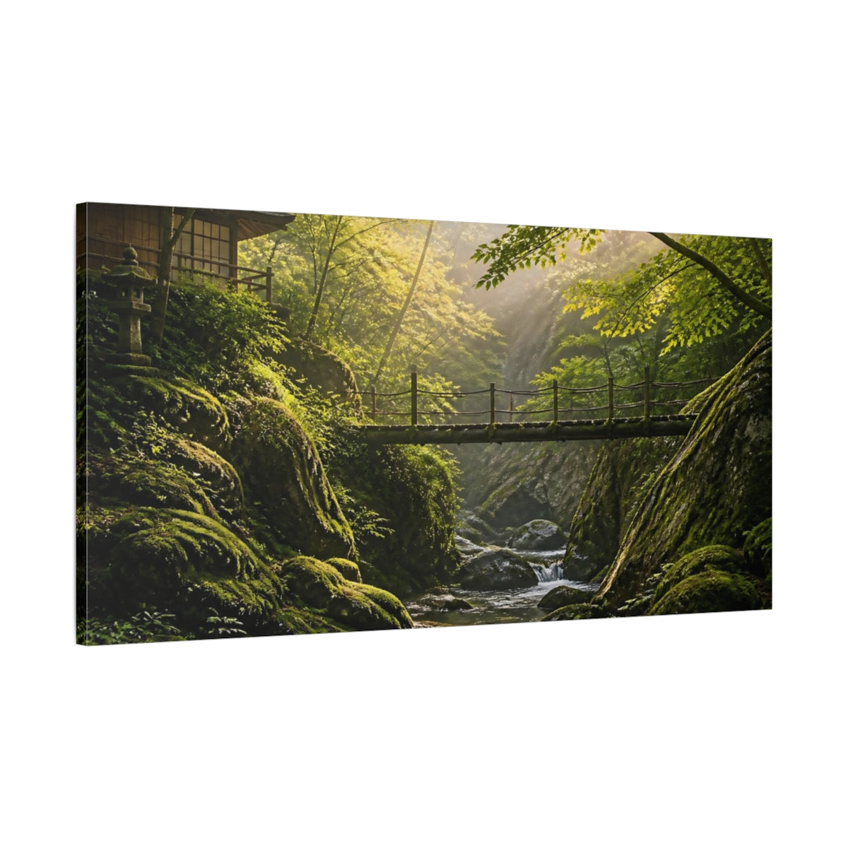 Main Mockup. Japanese Wooden Footbridge shown as canvas print