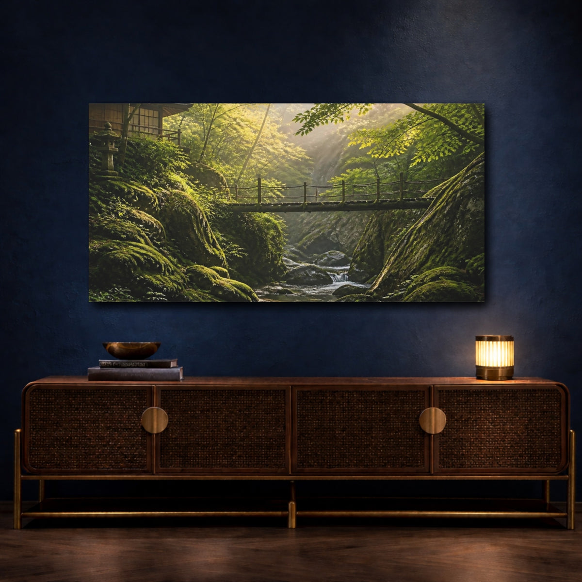 Mockup 4. Japanese Wooden Footbridge shown as canvas print