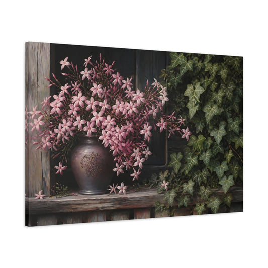 Main Mockup. Jasmine Flowers On Porch shown as canvas print