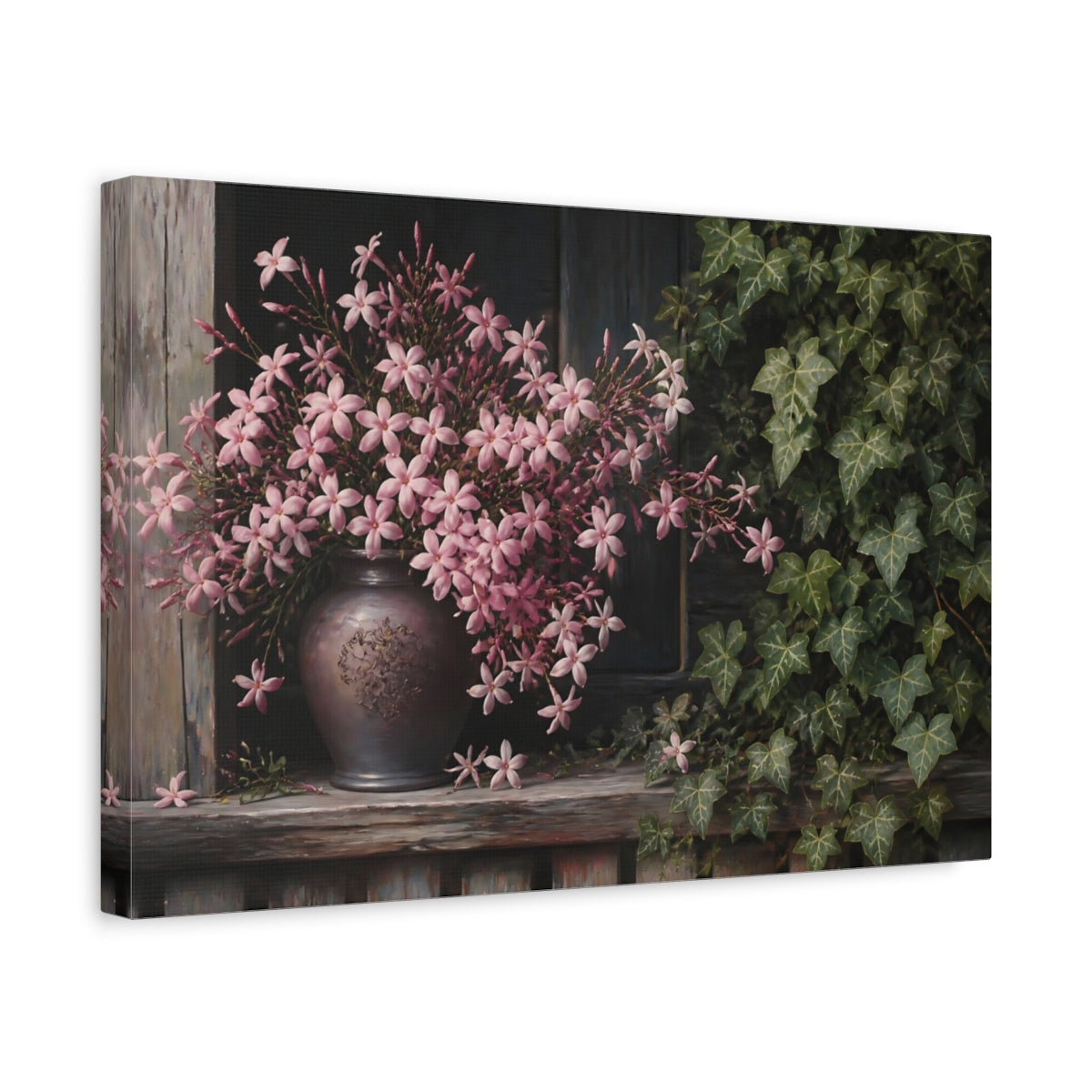 Side Mockup 4. Jasmine Flowers On Porch shown as canvas print