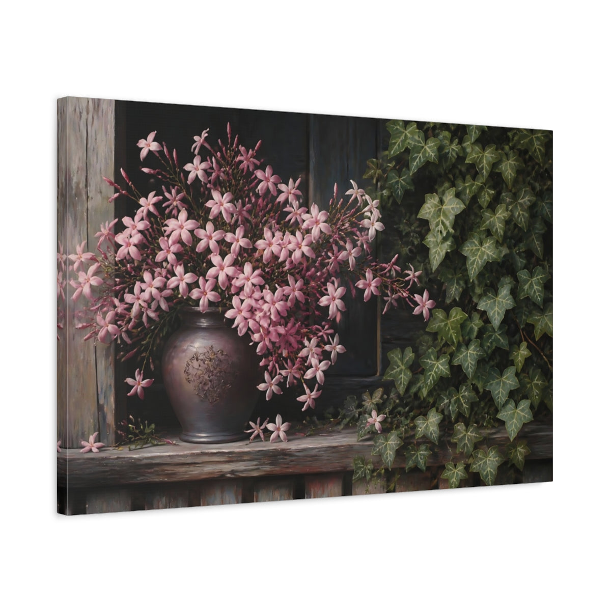 Side Mockup 2. Jasmine Flowers On Porch shown as canvas print