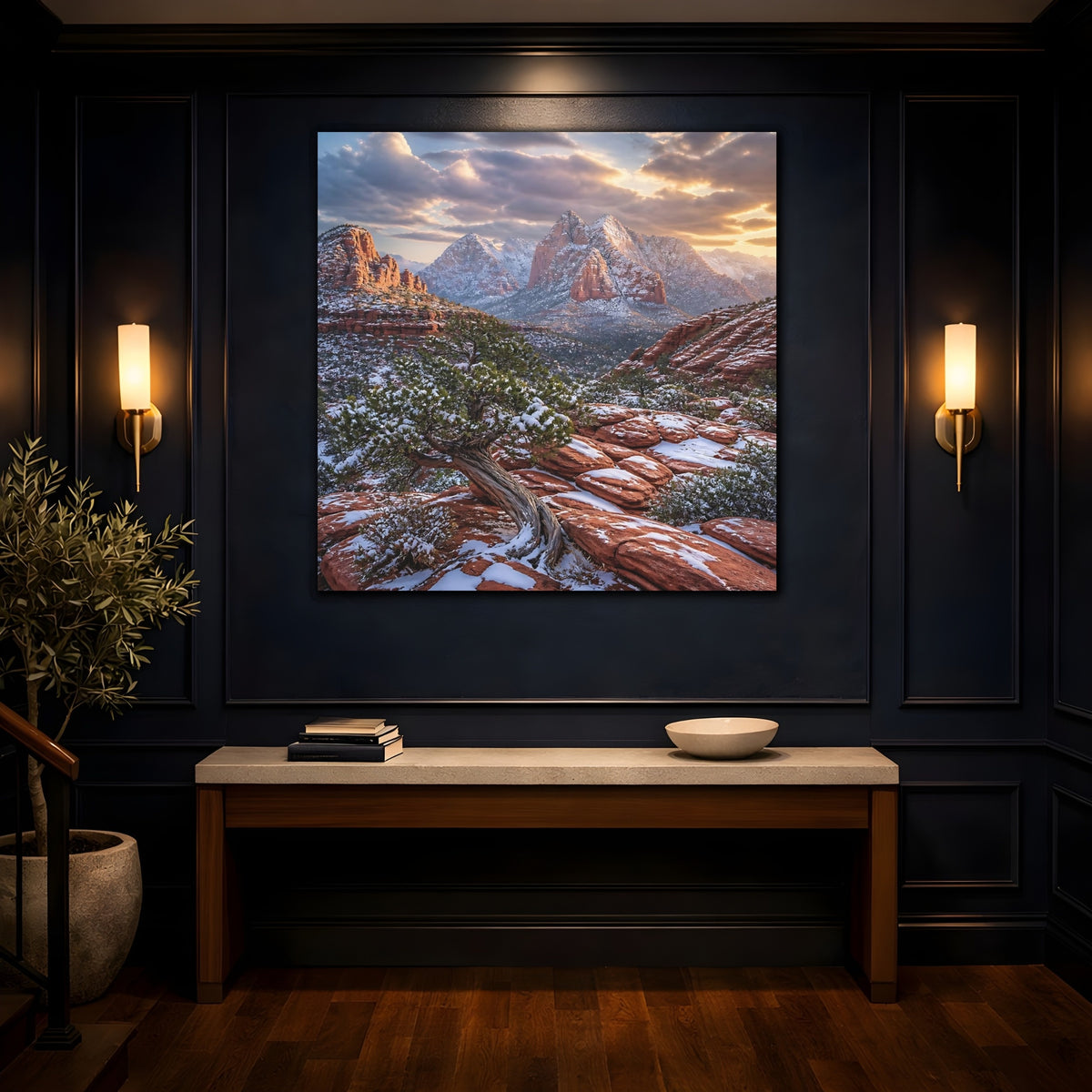 Mockup 4. Juniper Tree Landscape shown as canvas print