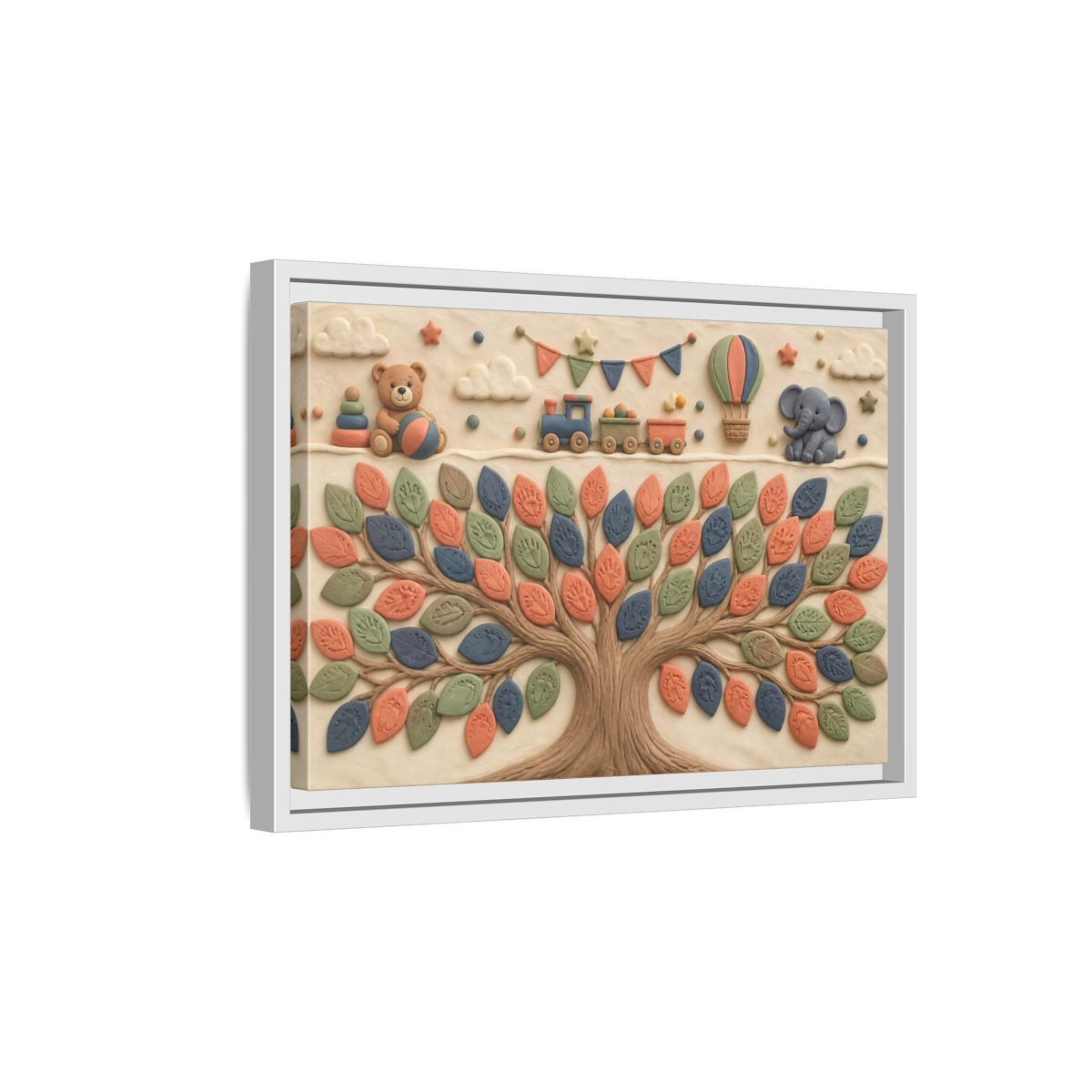 Side Mockup 4. Keepsake Tree For Kids shown as framed canvas print