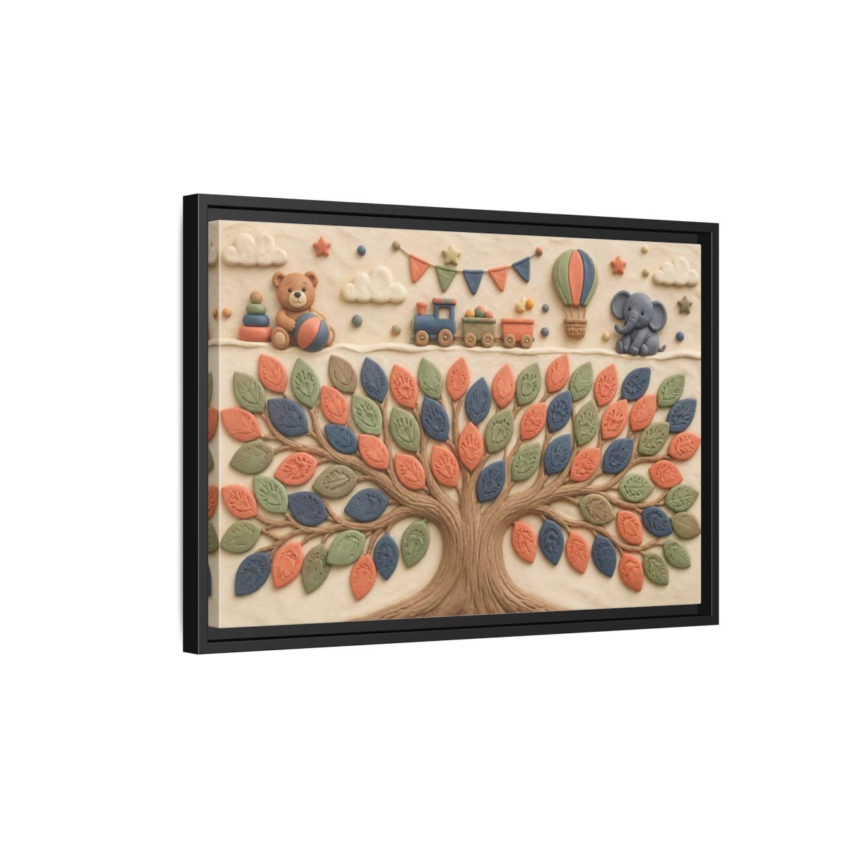 Side Mockup 3. Keepsake Tree For Kids shown as framed canvas print