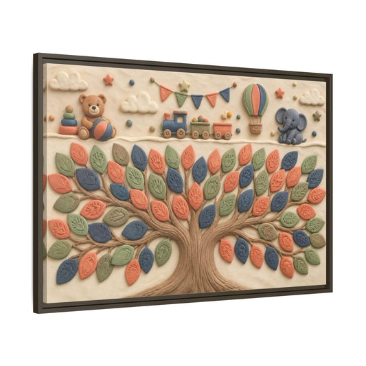 Main Mockup. Keepsake Tree For Kids shown as framed canvas print