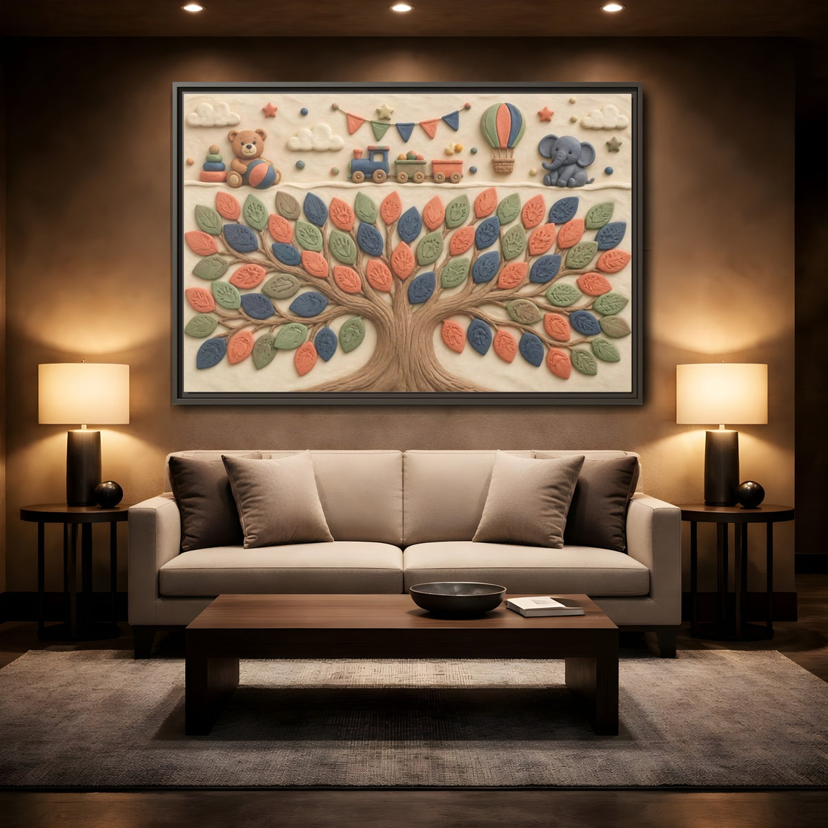 Mockup 2. Keepsake Tree For Kids shown as framed canvas print