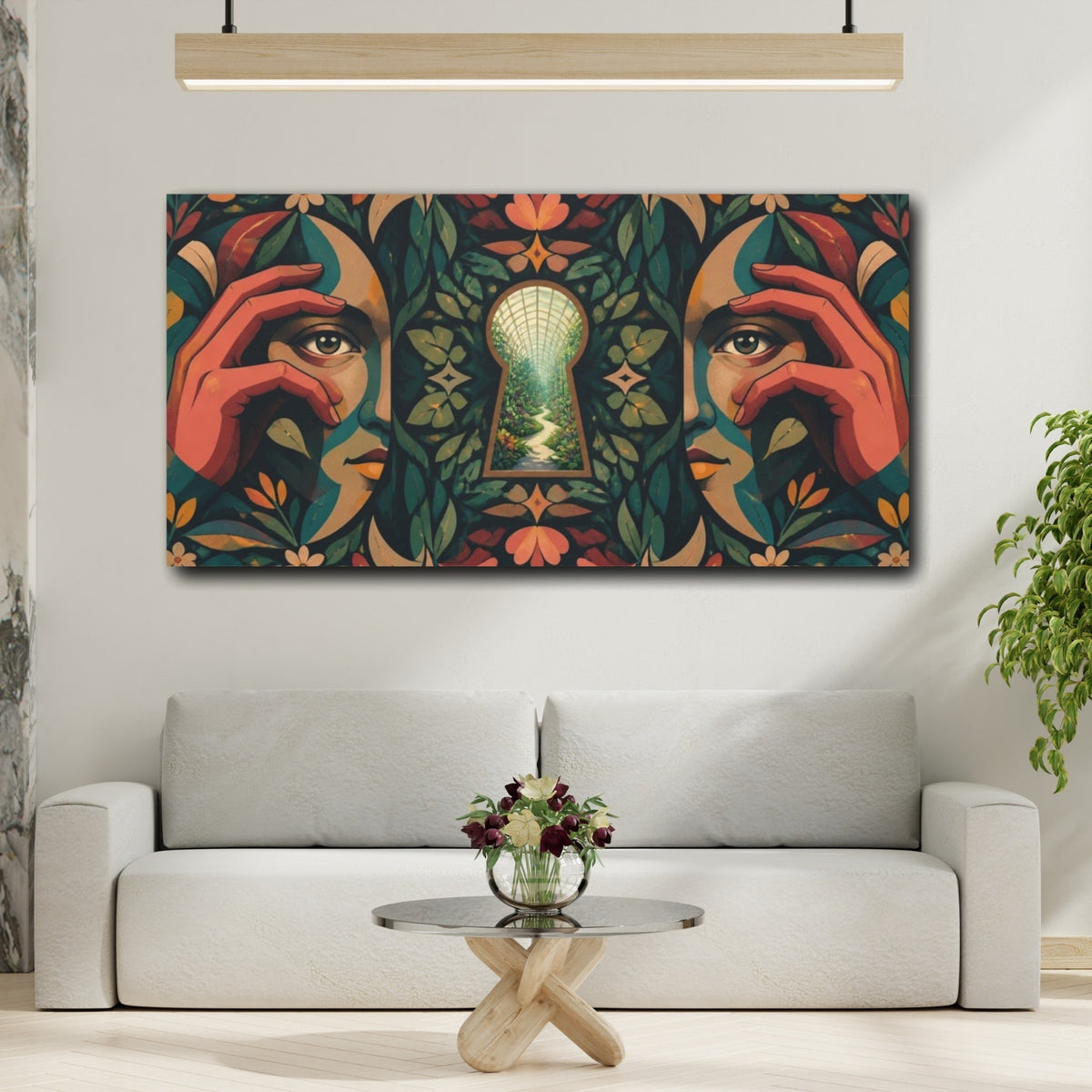 Mockup 2. Keyhole Illusion shown as canvas print
