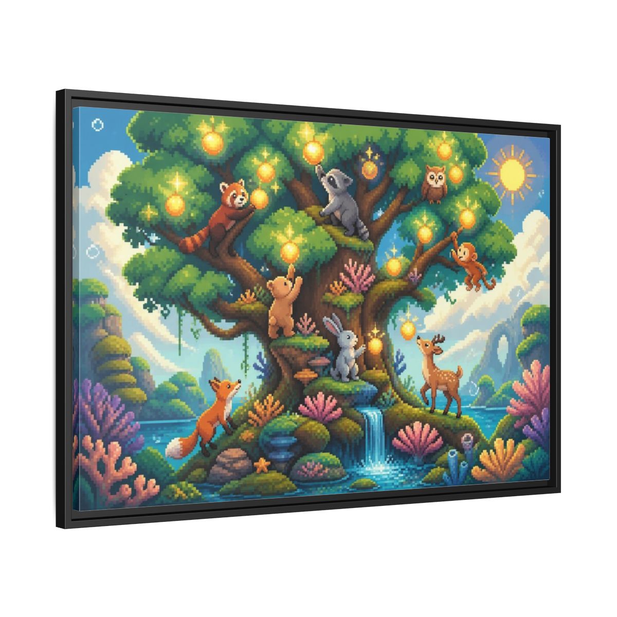 Side Mockup 13. Kids Glowing Tree shown as framed canvas print