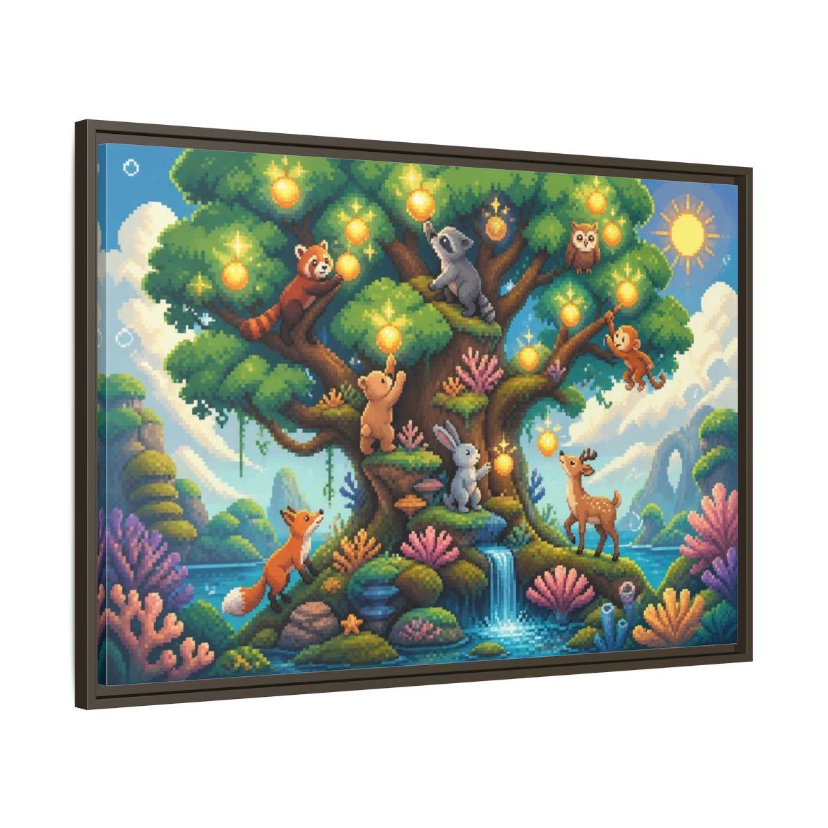 Main Mockup. Kids Glowing Tree shown as framed canvas print