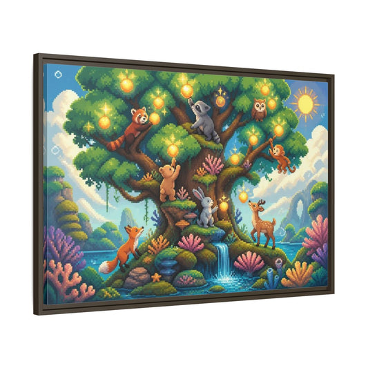 Main Mockup. Kids Glowing Tree shown as framed canvas print