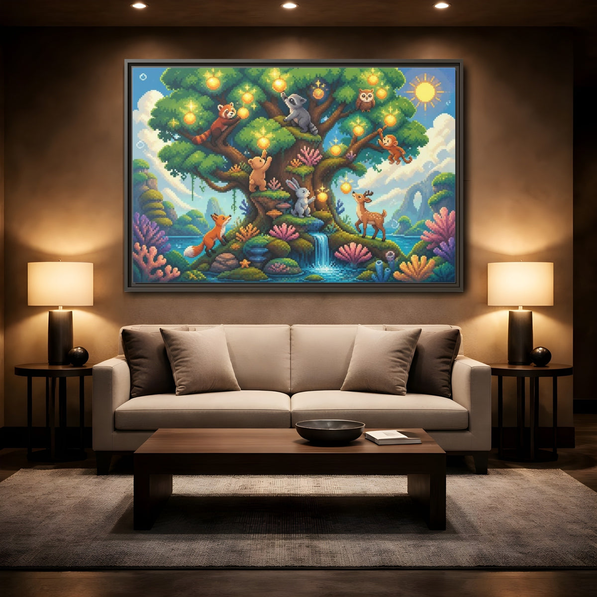 Mockup 2. Kids Glowing Tree shown as framed canvas print