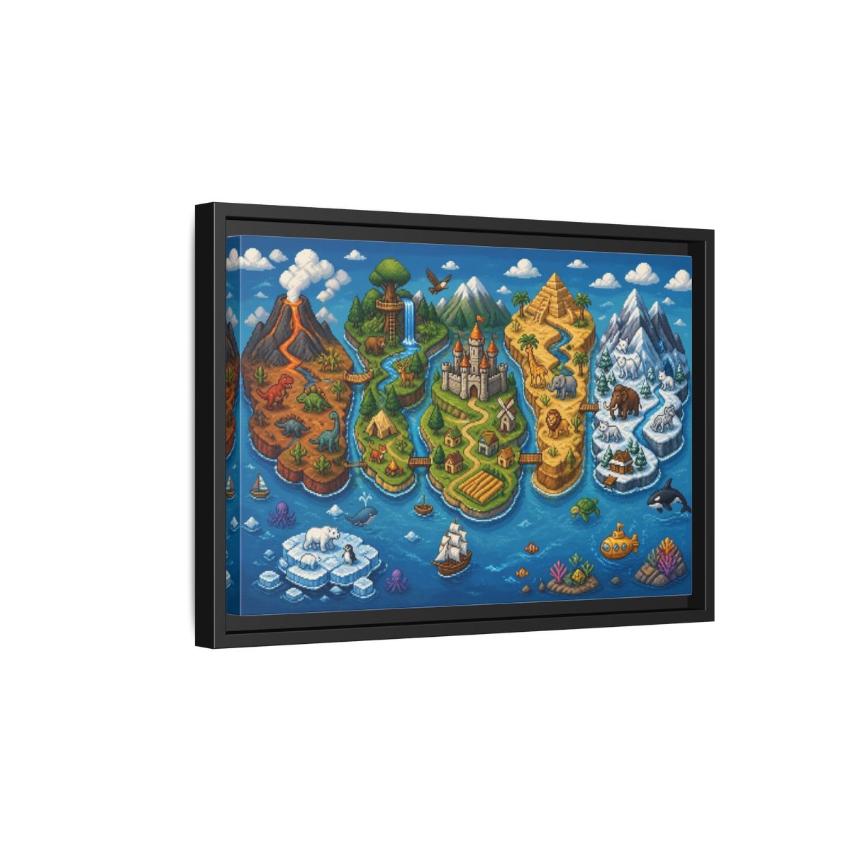 Side Mockup 6. Kids Room Adventure Map shown as framed canvas print