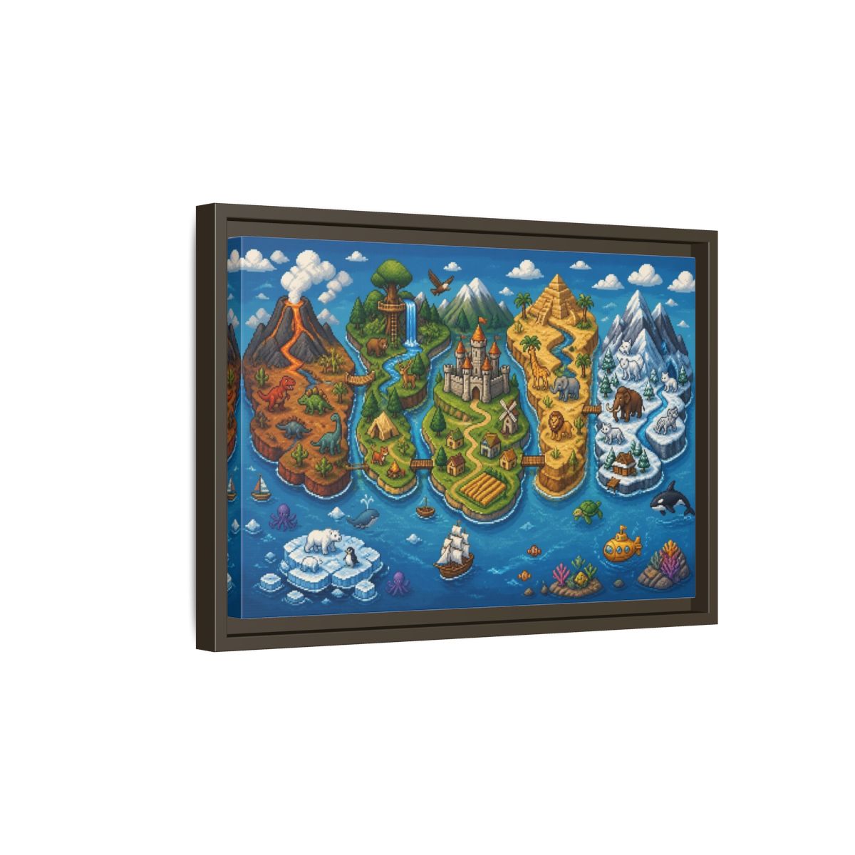 Side Mockup 5. Kids Room Adventure Map shown as framed canvas print