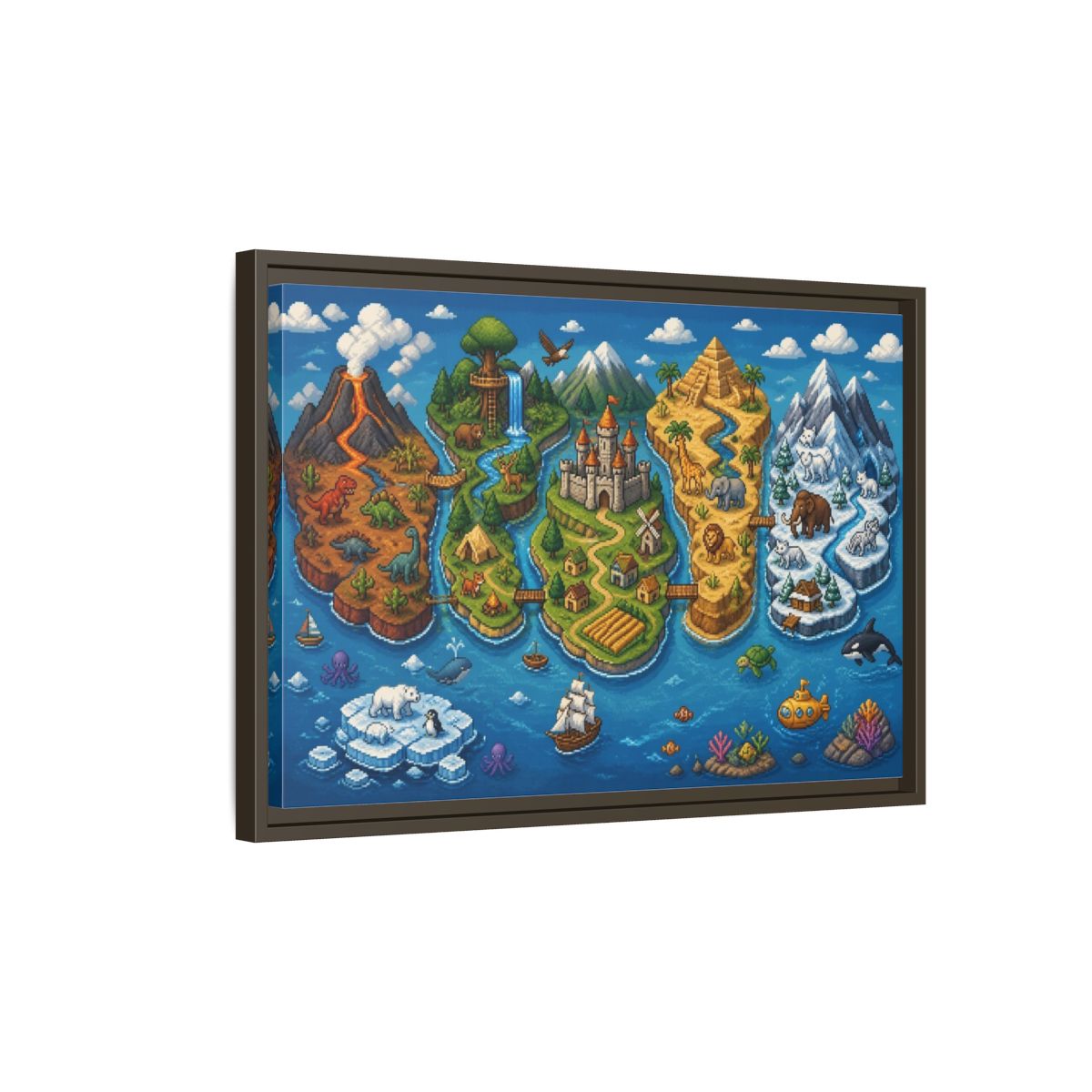 Side Mockup 2. Kids Room Adventure Map shown as framed canvas print