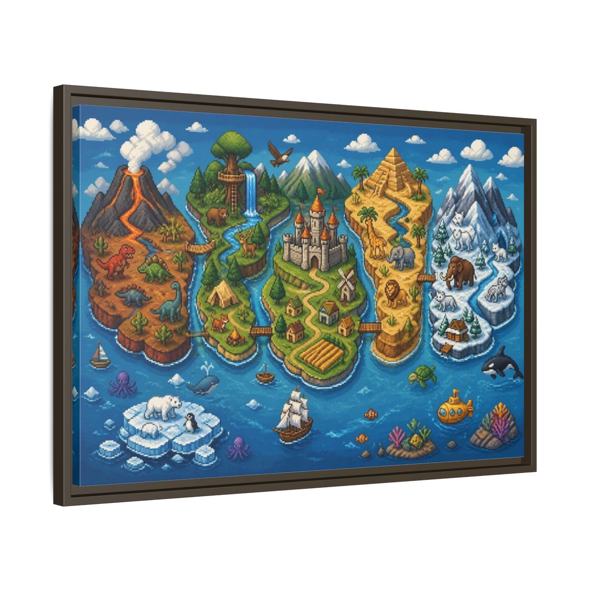 Side Mockup 11. Kids Room Adventure Map shown as framed canvas print