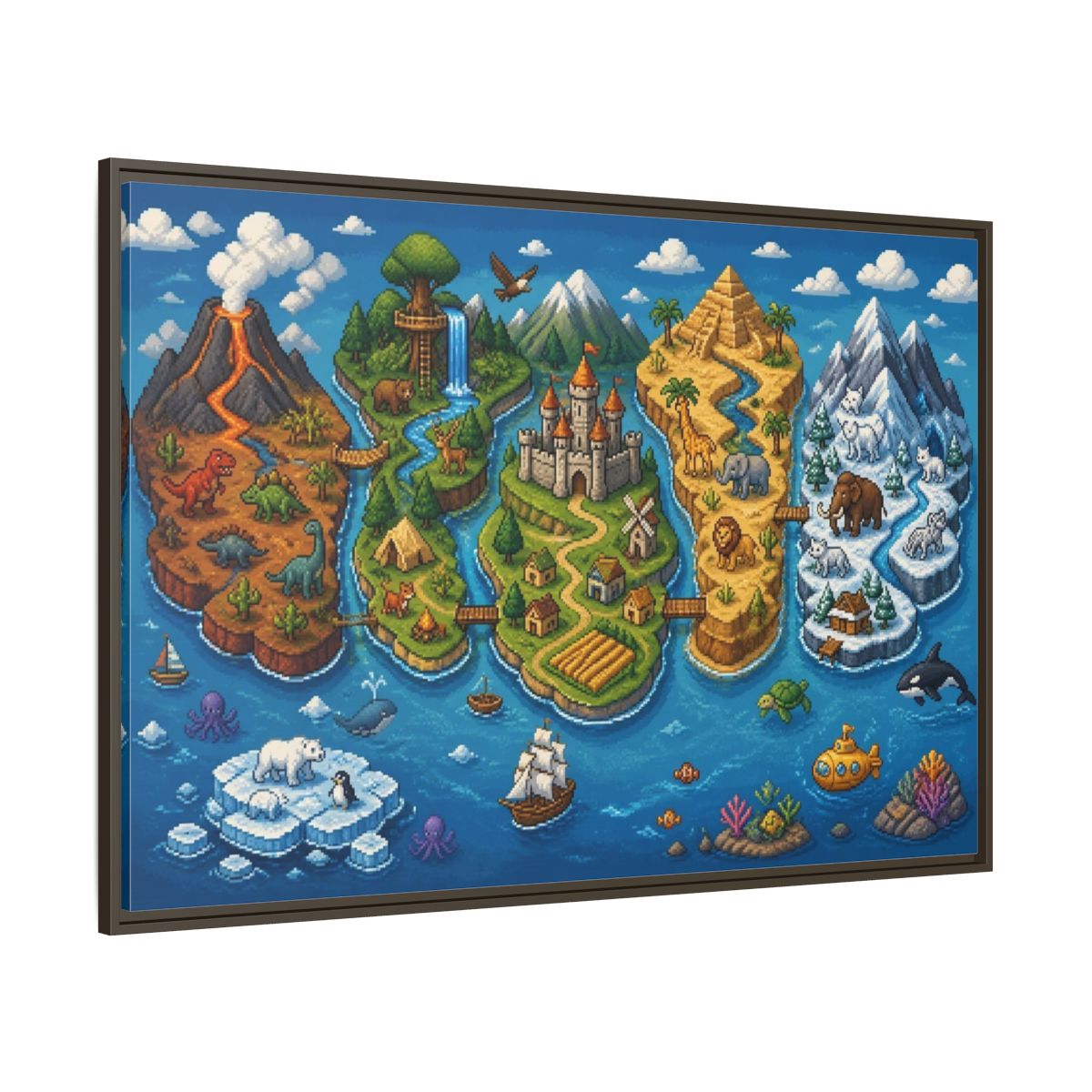 Side Mockup 8. Kids Room Adventure Map shown as framed canvas print