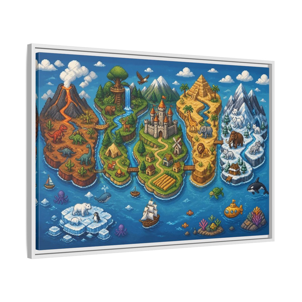 Side Mockup 9. Kids Room Adventure Map shown as framed canvas print