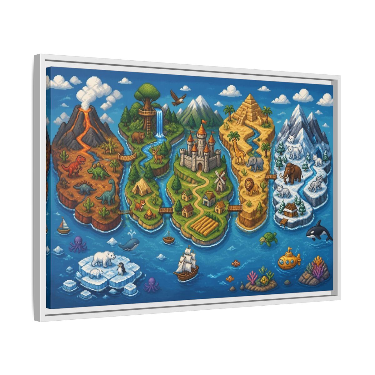 Side Mockup 10. Kids Room Adventure Map shown as framed canvas print