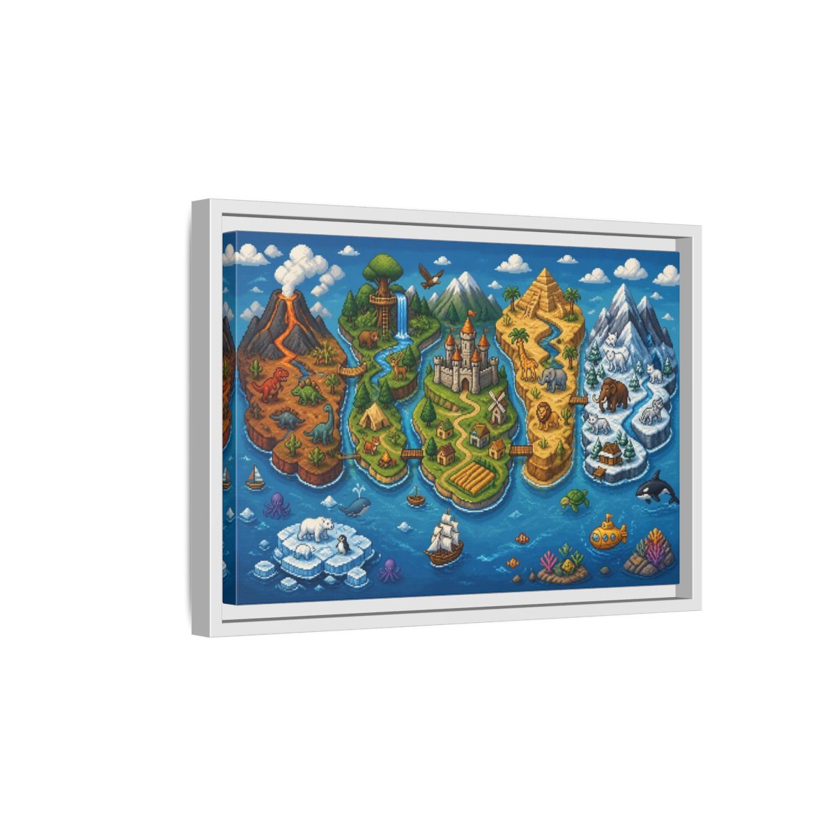 Side Mockup 4. Kids Room Adventure Map shown as framed canvas print