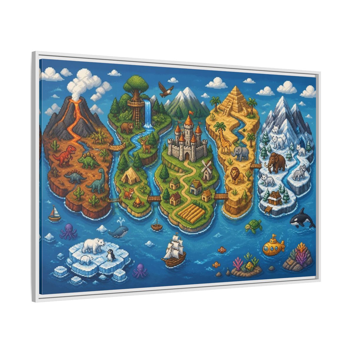 Side Mockup 7. Kids Room Adventure Map shown as framed canvas print