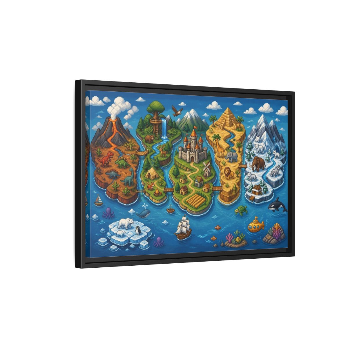 Side Mockup 3. Kids Room Adventure Map shown as framed canvas print