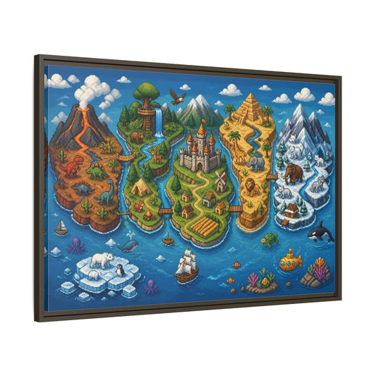 Main Mockup. Kids Room Adventure Map shown as framed canvas print