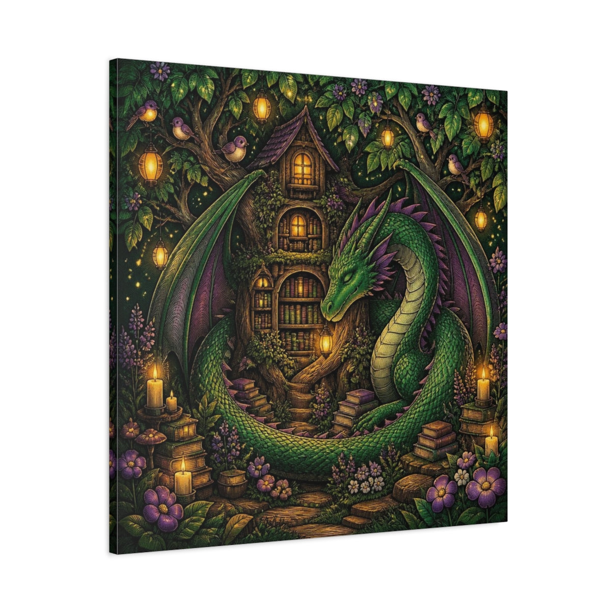 Main Mockup. Kids Room Dragon Library shown as canvas print