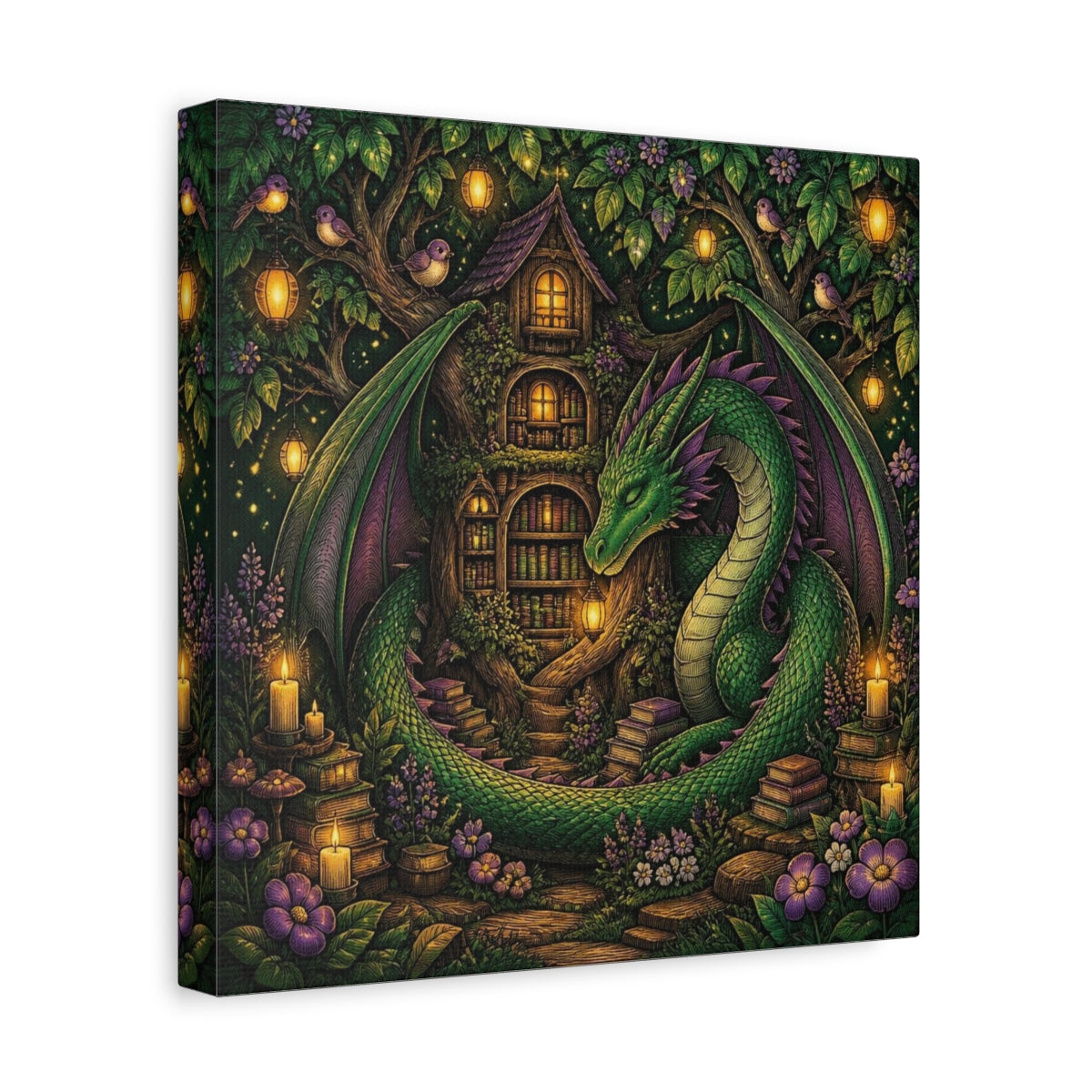 Side Mockup 8. Kids Room Dragon Library shown as canvas print